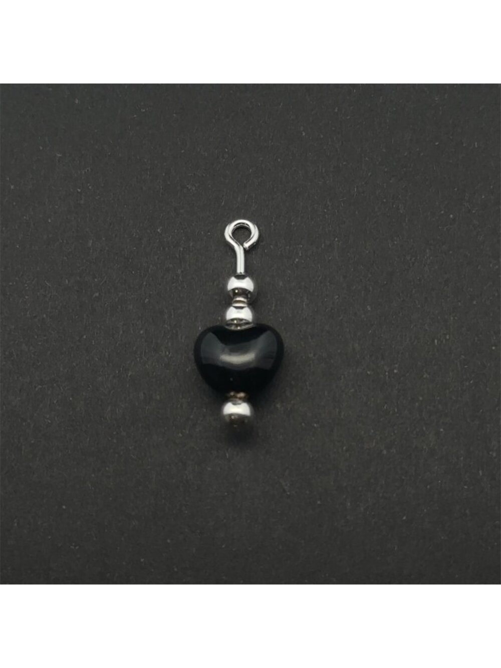 925 Sterling Silver Interchangeable Modular Add On Pendant Enamel Heart Black Be